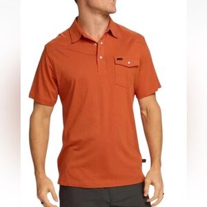 NWT Howler Bros Ranchero Polo Orange Medium M Oxidized Clay Pearl Snap Western